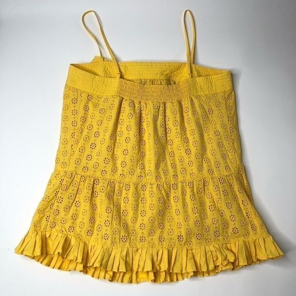 Juicy COUTURE Y2K 90s Sunflower Yellow Eyelet Bow Ruffle Trimmed Summer Tank Top - Picture 3 of 12